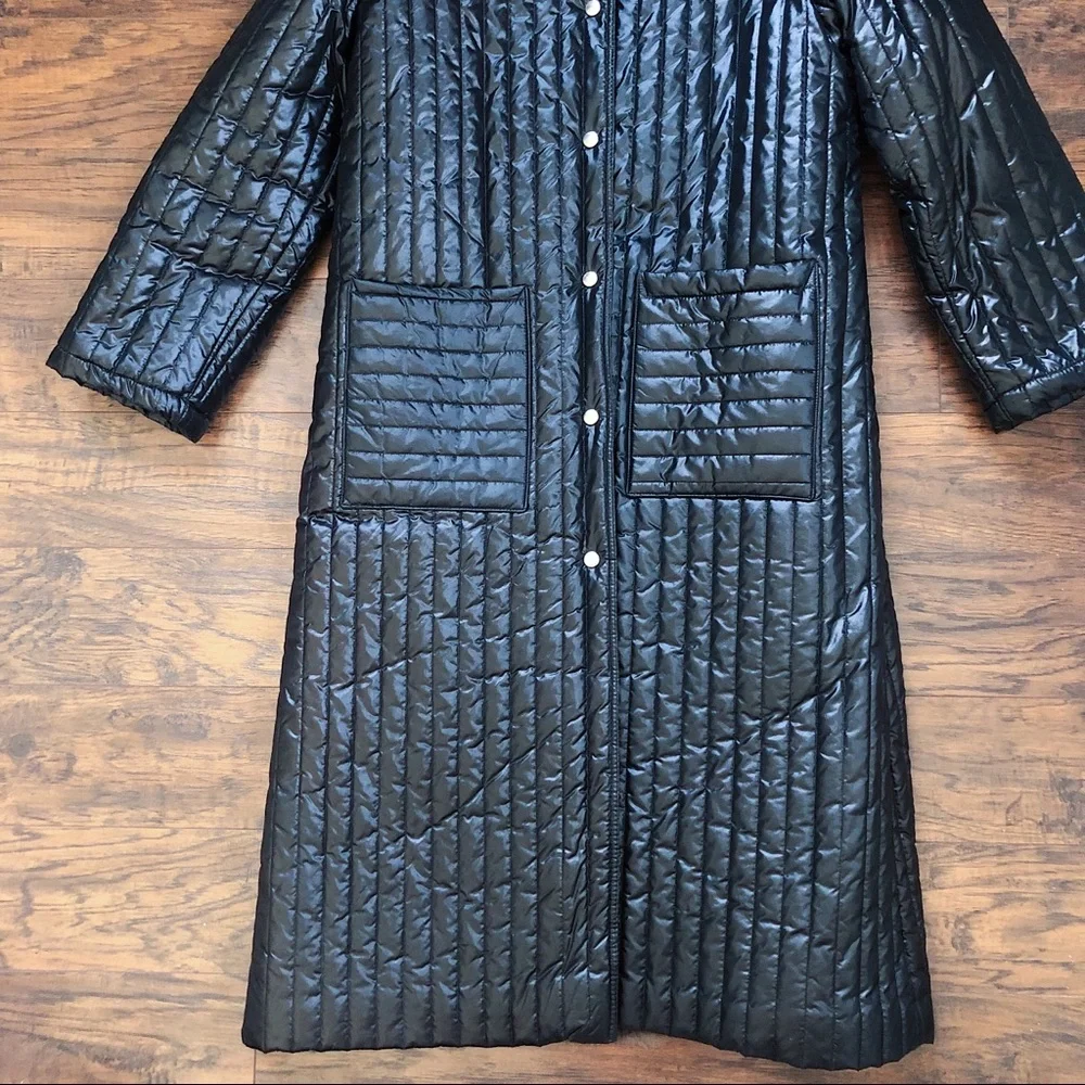 SOLD vintage • 80s Furrrina quilted long coat black brown faux fur puffer maxi - Picture 6 of 13